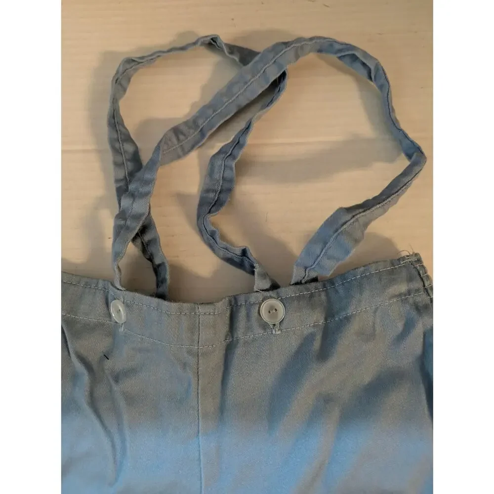 Vintage Tiny Dabin Light Blue Suspender Shorts (Size 3–6M / Small)